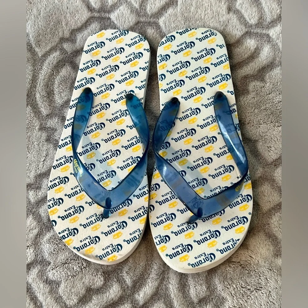 Corona Extra Flip Flops Beer Logo Sandals ~ Size 7.5 Approx.
